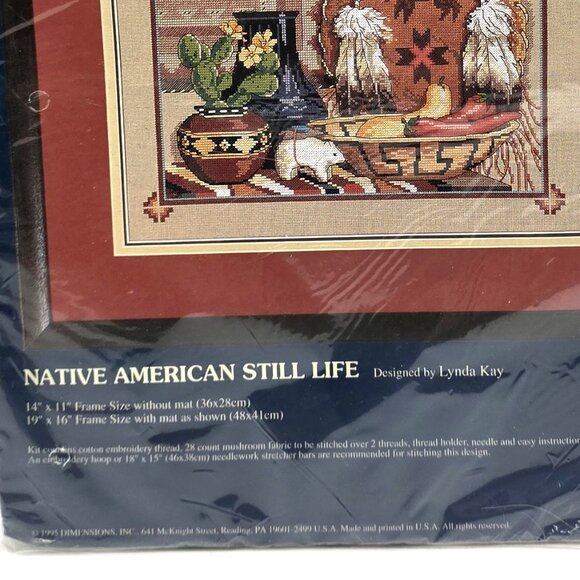 Sunset Counted Cross Stitch 1995 Native American Still Life 13601 New Sealed NOS - Picture 4 of 4